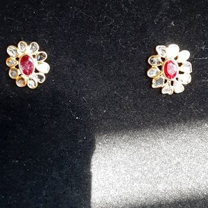 Ruby & Tanzanite Polki diamond studs.